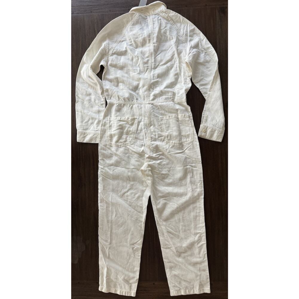 OUTERKNOWN Station Jumpsuit Womens Small One Piece Organic Cotton Linen In Salt - Picture 11 of 11